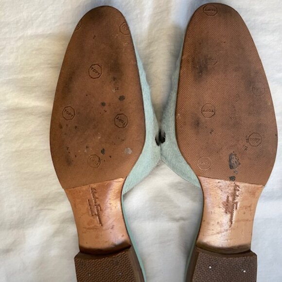 Ferragamo Mules size 8 with baby blue Pony Hair - Picture 5 of 5